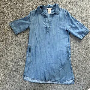 Philosophy Southwestern Blue Chambray Shirt style Popover High Low hem dress